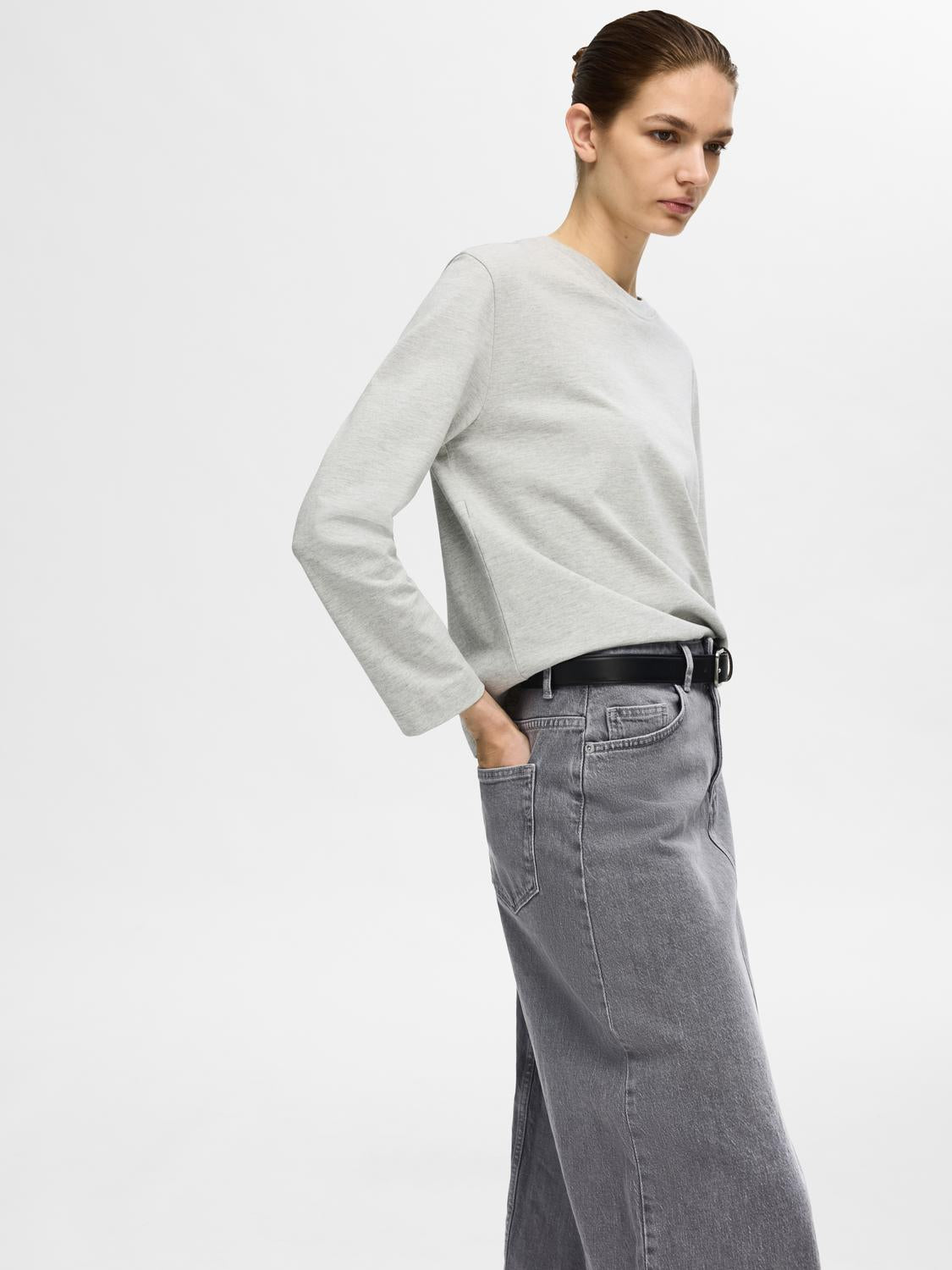 SLFKRISTA-GERDA Skirt - Light Grey Denim