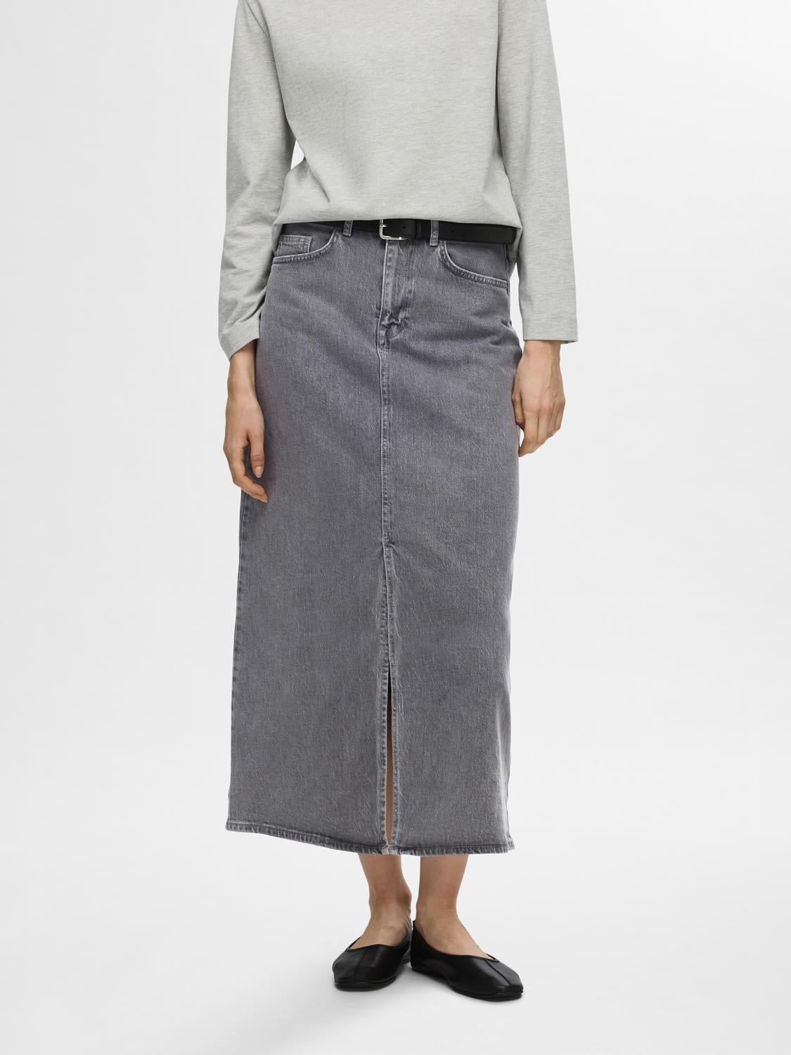 SLFKRISTA-GERDA Skirt - Light Grey Denim